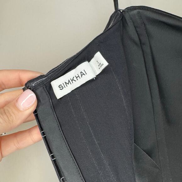 Jonathan Simkhai Keelan Black Strapless Bustier Midi Dress 2 - Picture 5 of 11